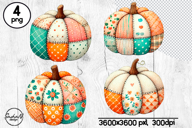 Fall patchwork pumpkin clipart