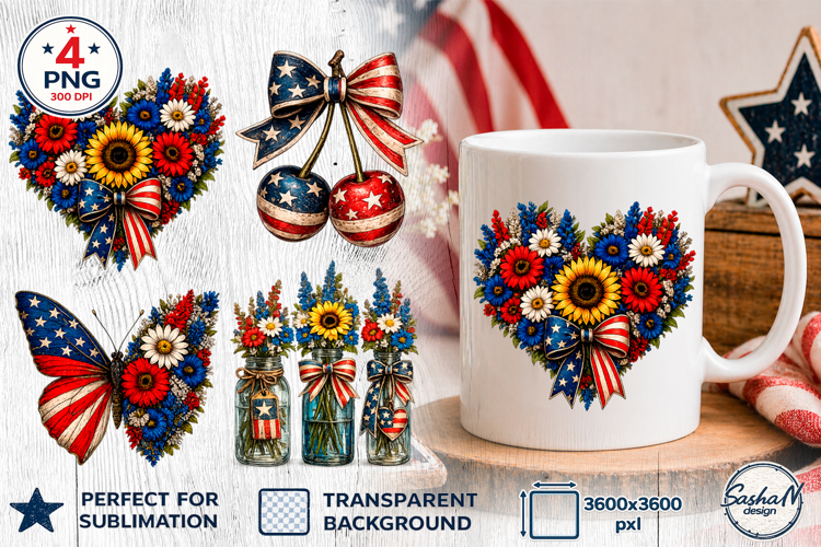 4th of July Clipart, Patriotic sublimation design