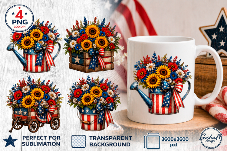 4th of July Clipart, Patriotic sublimation design
