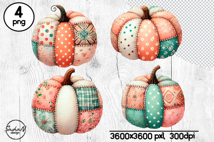 Fall patchwork pumpkin clipart, Autumn clipart