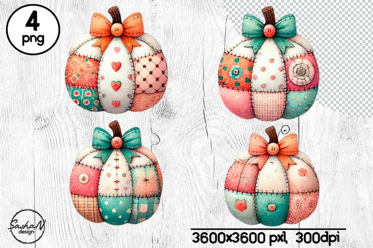 Fall patchwork pumpkin clipart