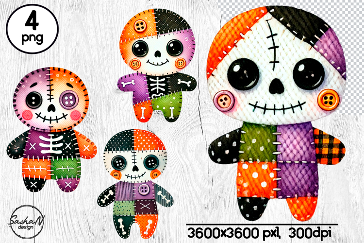 Cute Halloween patchwork monster clipart