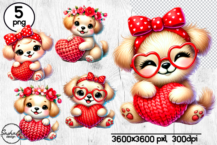 Cute Dog Valentine Clipart, Cute Puppy Clipart