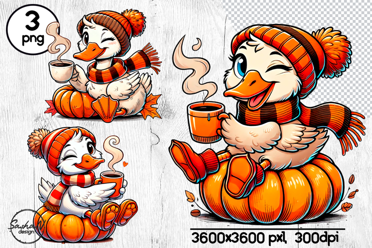Cozy fall goose clipart, Autumn animals png