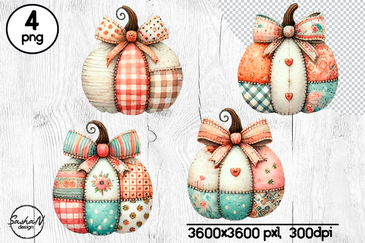 Fall patchwork pumpkin clipart