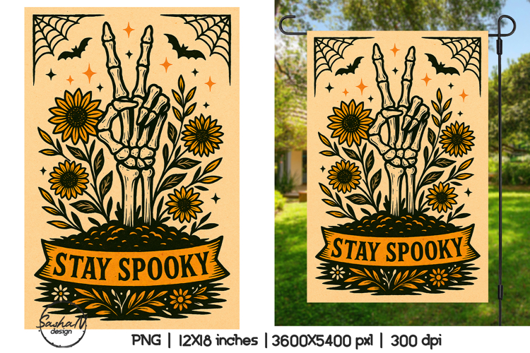 Stay spooky garden flag sublimation designs
