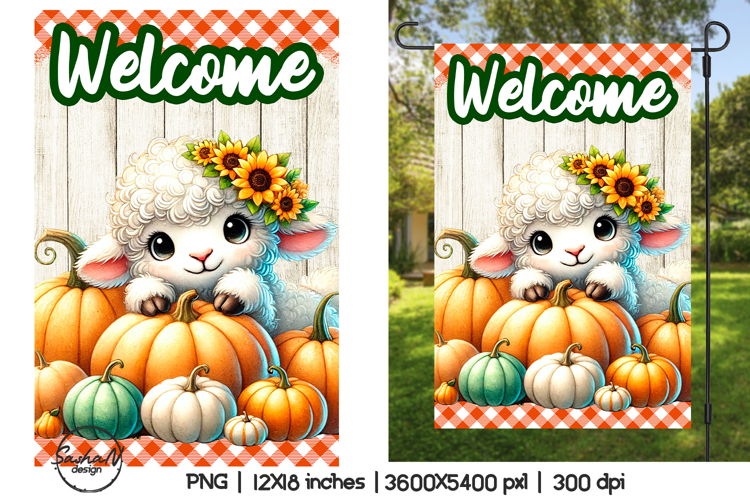 Welcome garden flags sublimation , Cute sheep png