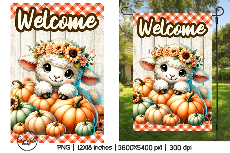 Welcome garden flags sublimation , Cute sheep png