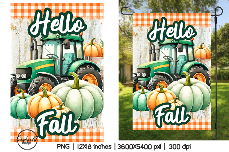 Hello fall garden flag sublimation designs