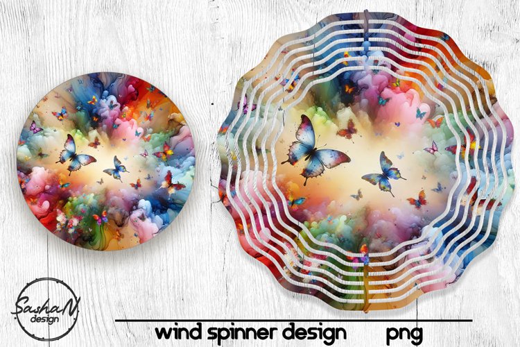 Colorful butterflies sublimation wind spinner