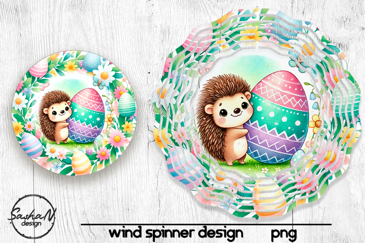 Easter hedgehog wind spinner sublimation designs