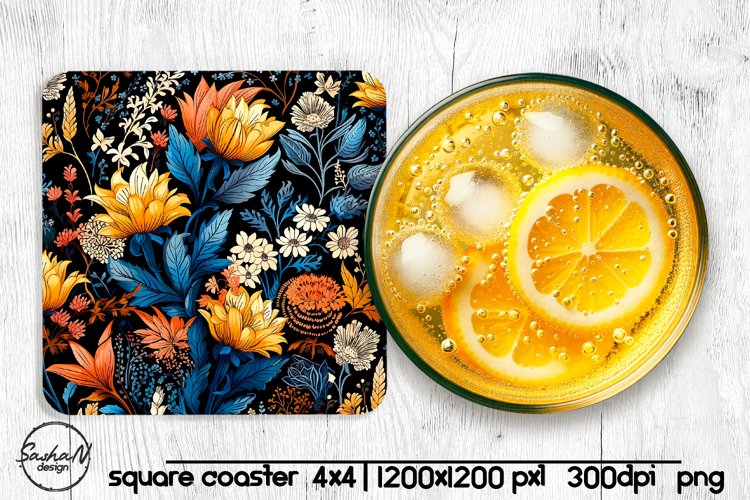 Floral square coaster sublimation