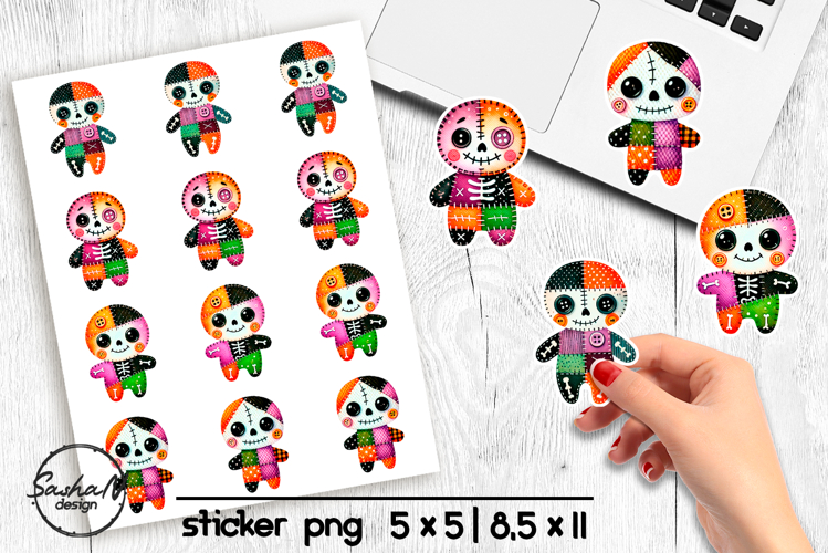 Halloween stickers png, Patchwork Halloween
