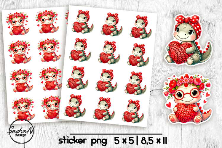 Cute dinosaur Animal Valentine stickers