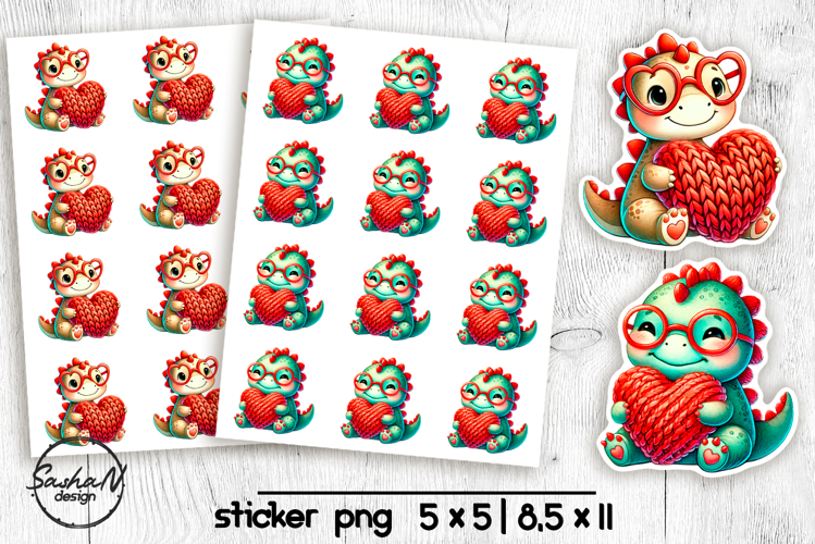 Cute dinosaur Animal Valentine stickers