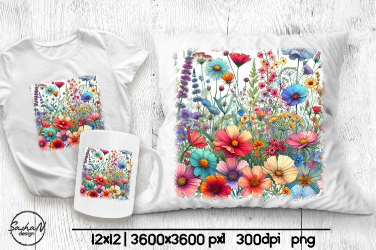 Wildflowers sublimation, Pillow designs example image 1