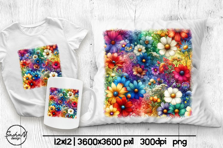 Wildflowers sublimation, Pillow designs example image 1