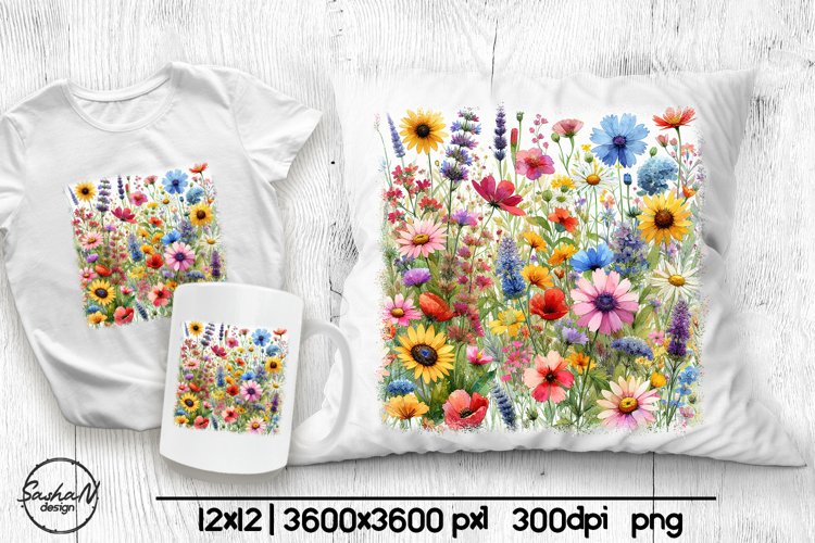 Wildflowers sublimation, Pillow designs example image 1