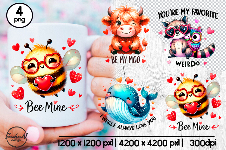 Cute Funny Animals Valentine Pun Sublimation