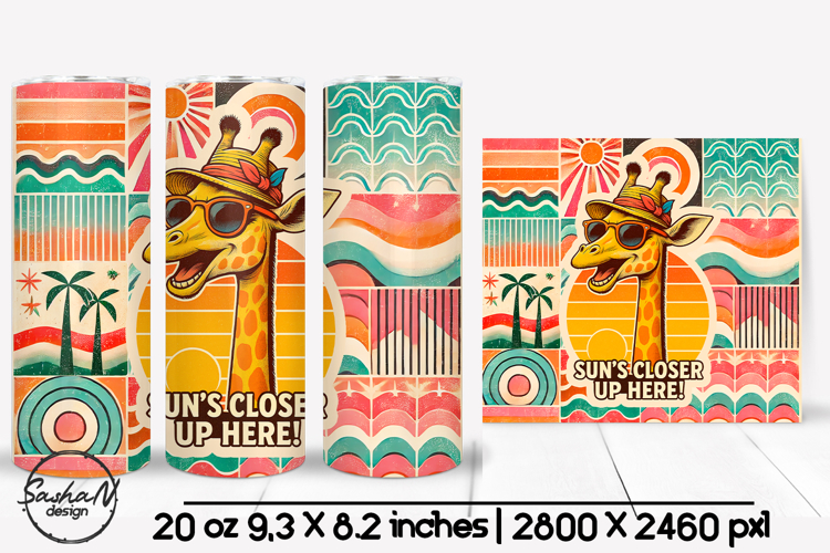 Funny summer animal tumbler sublimation, Retro tumbler wrap
