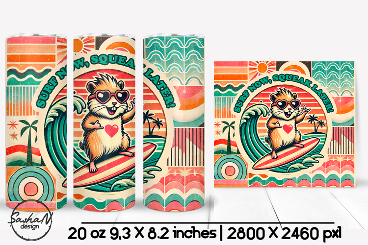 Funny summer animal tumbler sublimation, Retro tumbler wrap