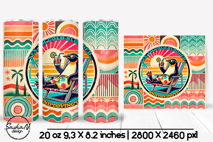 Funny summer animal tumbler sublimation, Retro tumbler wrap