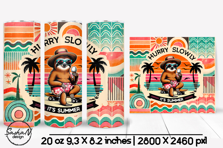 Funny summer animal tumbler sublimation, Retro tumbler wrap