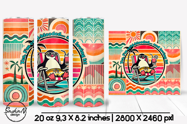 Funny summer animal tumbler sublimation, Retro tumbler wrap