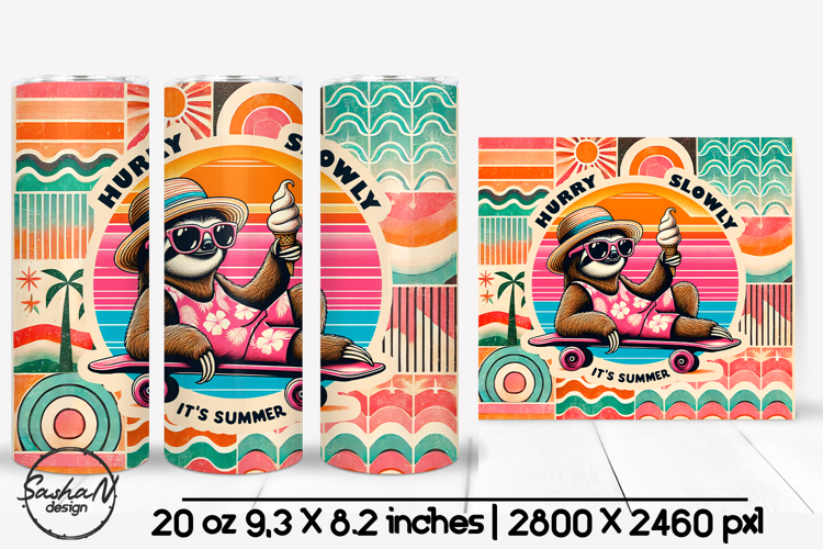 Funny summer animal tumbler sublimation, Retro tumbler wrap