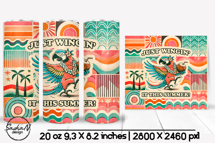 Funny summer animal tumbler sublimation, Retro tumbler wrap