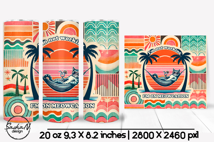 Funny summer animal tumbler sublimation, Retro tumbler wrap