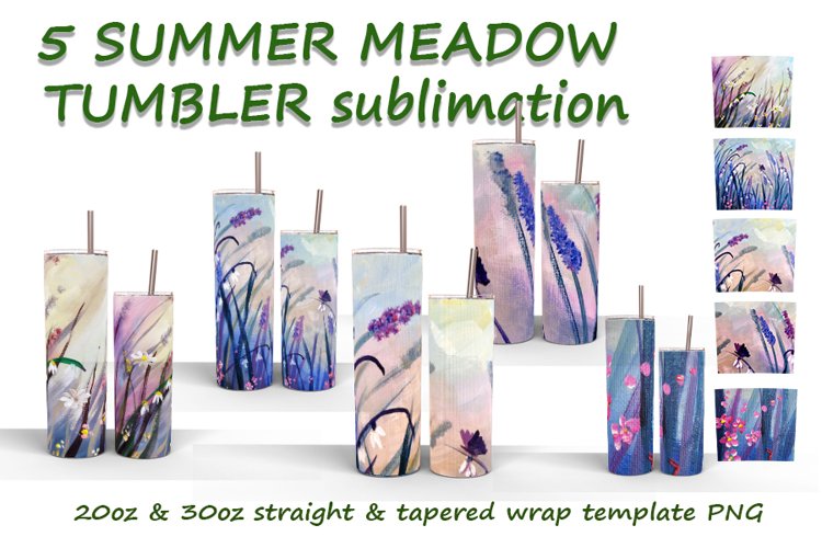 5 Summer Meadow Tumbler Sublimation design