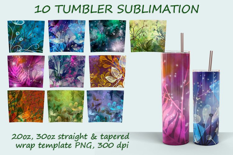 10 Floral Tumbler Sublimation design