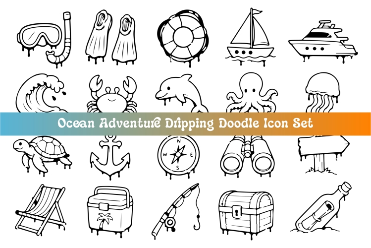 Ocean Adventure Dripping Doodle Icon