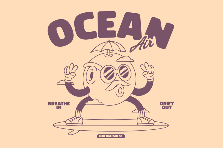Ocean Air Retro Summer Surfing T shirt Design