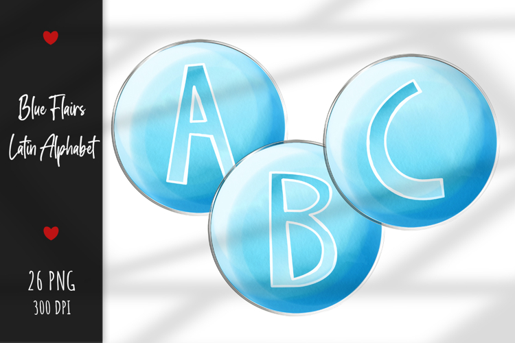 Bright Blue Flairs Latin Alphabet