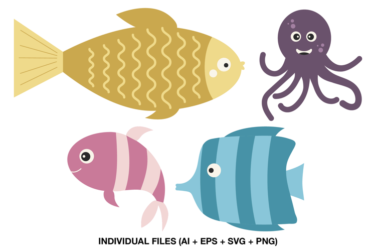 4 Sea Creature Illustrations for Preschool Learning