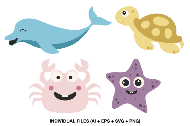 Cute Ocean Animals Clipart for Under the Sea Birthday Decor