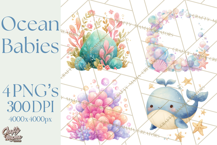 Ocean Baby Animals Clipart PNG, Cute Sea Animals Watercolor