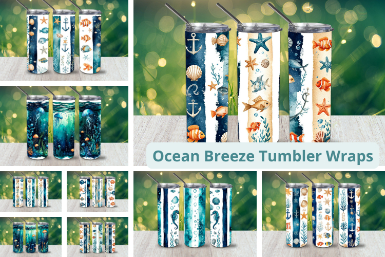 Ocean Breeze Tumbler Wrap PNG