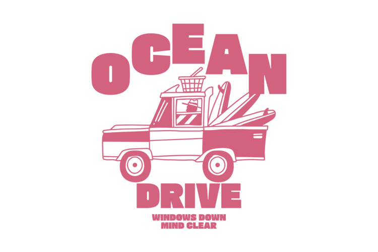 Ocean Drive Vintage Summer Riding Beach T shirt Design