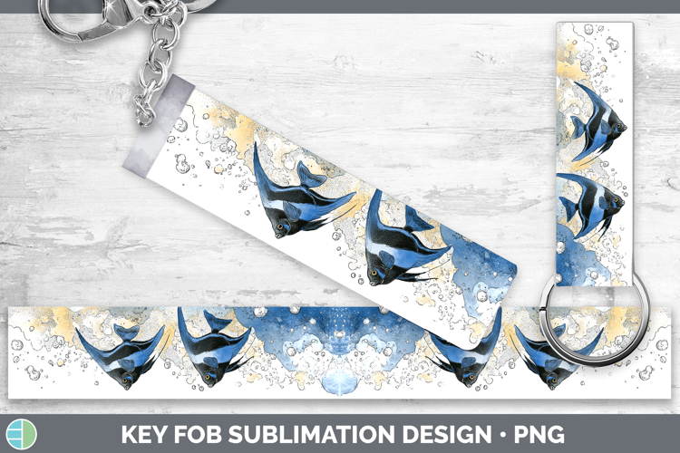 Angelfish Ocean Fish Sketch Key Fob Sublimation Design