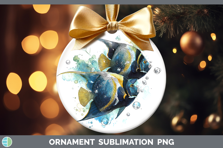 Angelfish Ocean Fish Sketch Ornament Sublimation Design