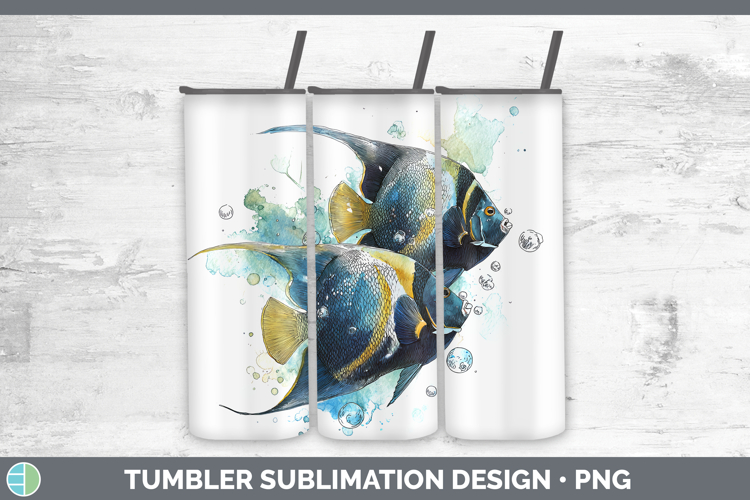 Angelfish Ocean Fish Sketch Tumbler Sublimation Design