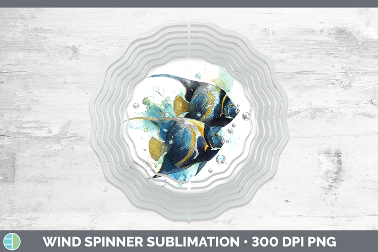 Angelfish Ocean Fish Sketch Wind Spinner Sublimation Design