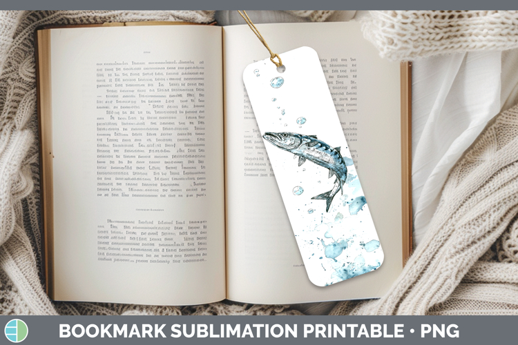 Barracuda Ocean Fish Sketch Bookmark Sublimation Design