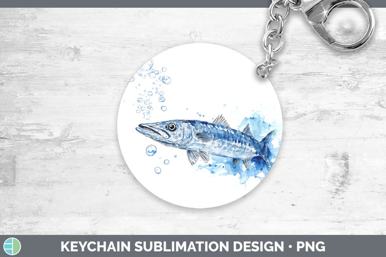 Barracuda Ocean Fish Sketch Keychain Sublimation Design
