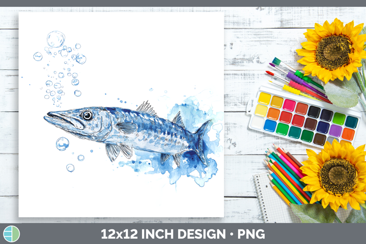 Barracuda Ocean Fish Sketch Paper Backgrounds Design