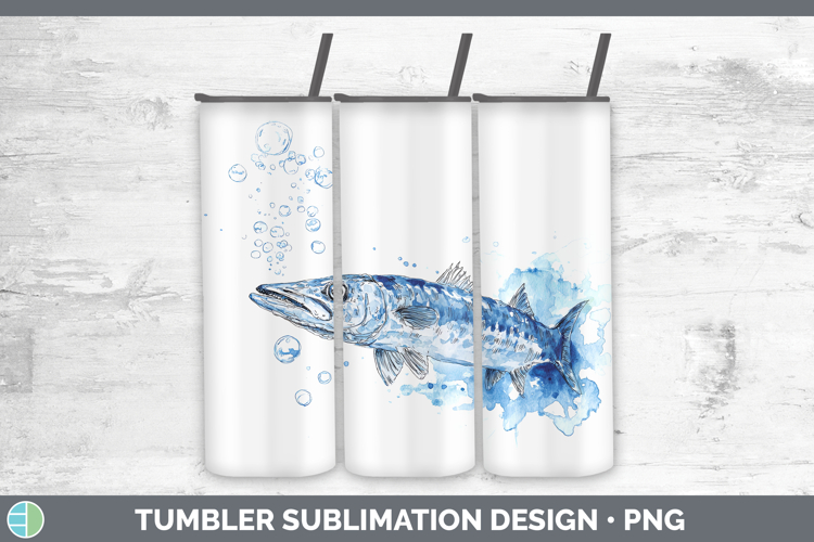 Barracuda Ocean Fish Sketch Tumbler Sublimation Design