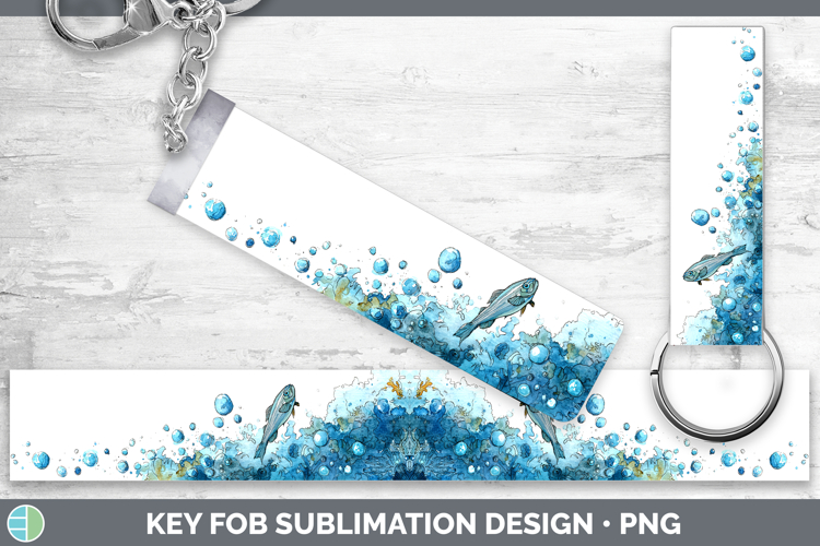 Basslet Ocean Fish Sketch Key Fob Sublimation Design